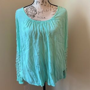 Mint Green Cold Shoulder Blouse